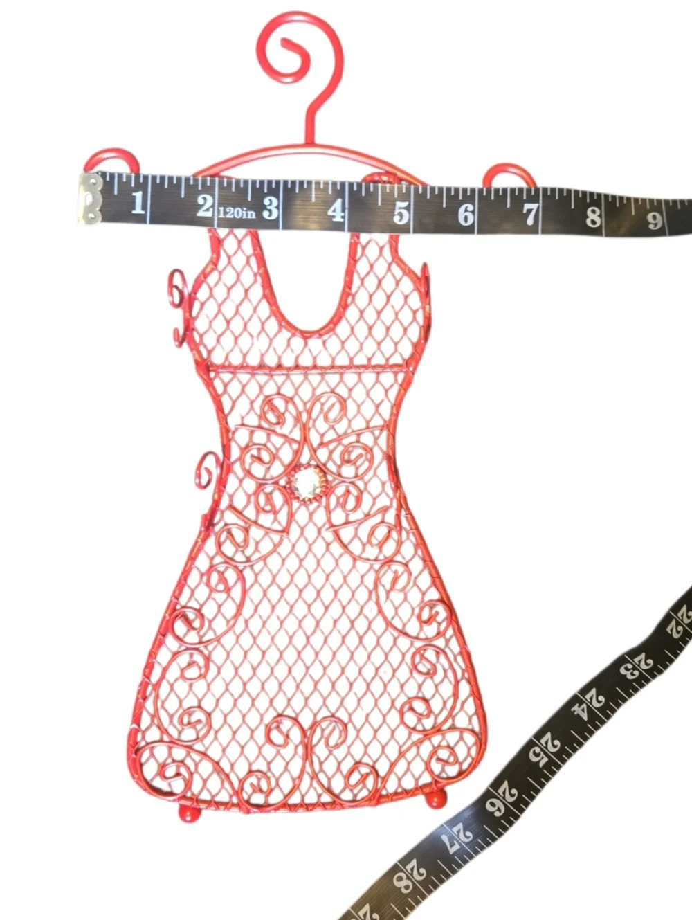 Red Decorative Dress Shaped Jewelry Stand